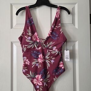 Shade & Shore Purple Floral One Piece Swimsuit